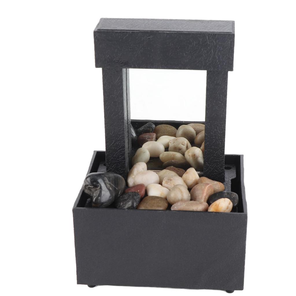 Mirrored Indoor Tabletop Water Fountain with Stone LED Light 2 Hours Auto Power Off for Home Office