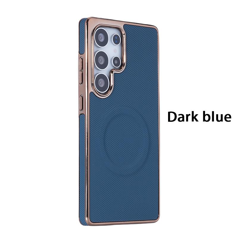 Plating Soft Edge Leder-Telefonhülle für Samsung Galaxy S24 FE S25 Ultra S23 S22 Plus Unterstützung für kabelloses Laden mit magnetischer Abdeckung