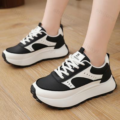 Women's Vulcanized Shoes  Autumn New Comfort Outdoor Non Slip Platform Sneakers Height Increase Fashion Lace Up Casual Shoes