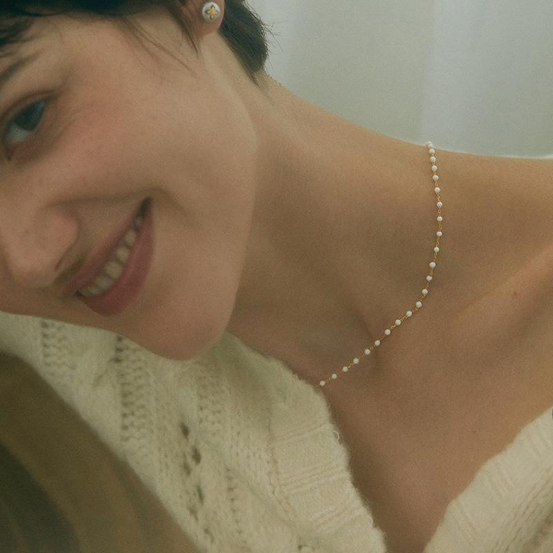 Simple Bead Pearl Choker Necklace Crystal Leaf Tassel Chain Necklace For Women Fashion Sex Jewelry Prom Accessories