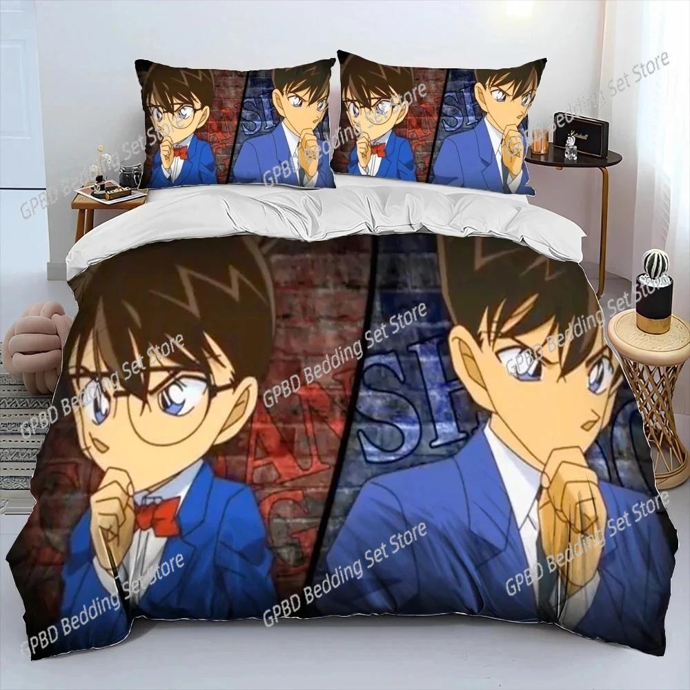 Anime Detective Conan Cartoon Bedding Set Single Twin Double Queen King Cal King Size Bed Linen Set