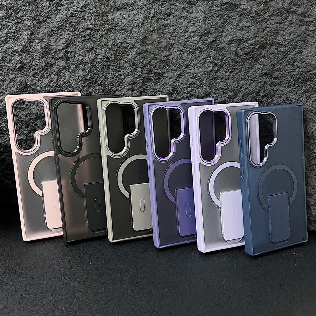 Suitable for Samsung S25 Ultra Mobile Phone Case S24u Dazzling Invisible Magnetic Bracket S23 Matte Skin Feeling Prevents Falling