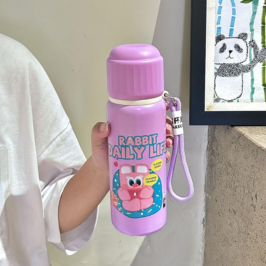 New Cute Graffiti Thermos Cup High Value Girls Large Capacity Children's Kettle Will Carry Rope Tea Water Cup