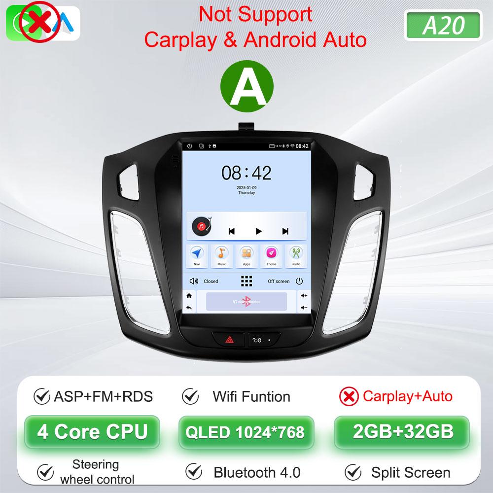 Android 16 Car Radio For Ford Focus 3 Mk 3 2011 2012 2013 2014- 2019 For Tesla Style Carplay Stereo Head Unit GPS 4G Wifi DSP BT