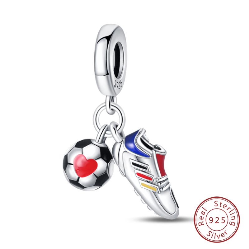 New In Copper Football Baseball Dumbbell Badminton Charms Beads Fit Qikaola Original Bracelet Fine Diy Jewelry Gift