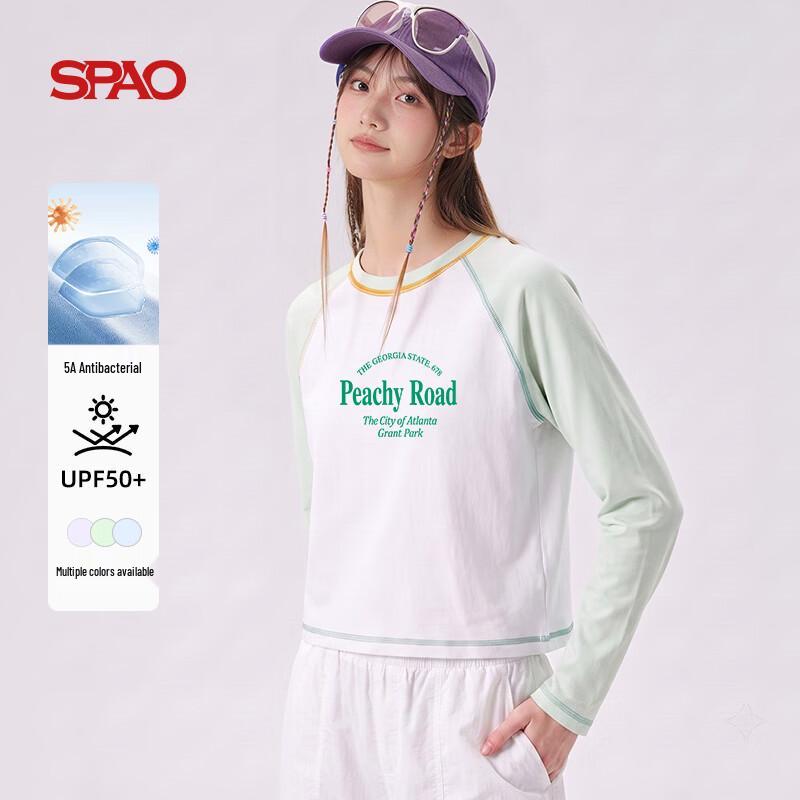 SPAO Women's Color-Block Raglan Long-Sleeve Graphic T-Shirt