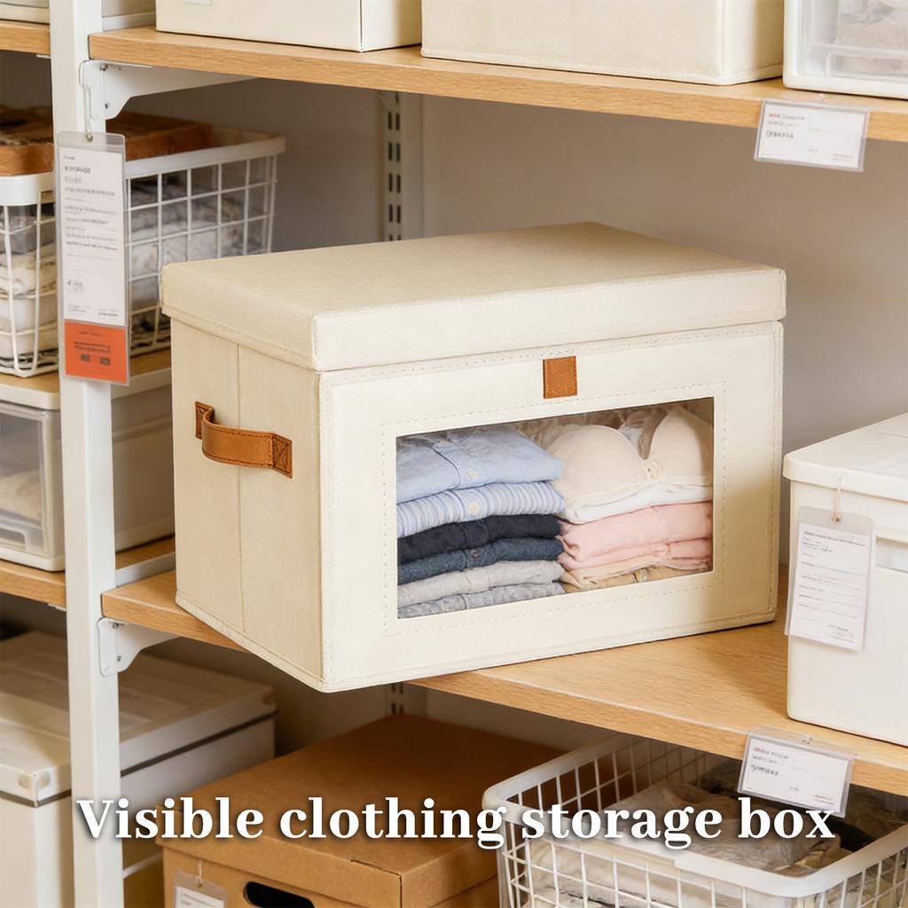 Folding Storage Box With Lid Visible Wardrobe Storage Clothes Storage Box Large Capacity Household Toys Miscellaneous Goods Storage Box