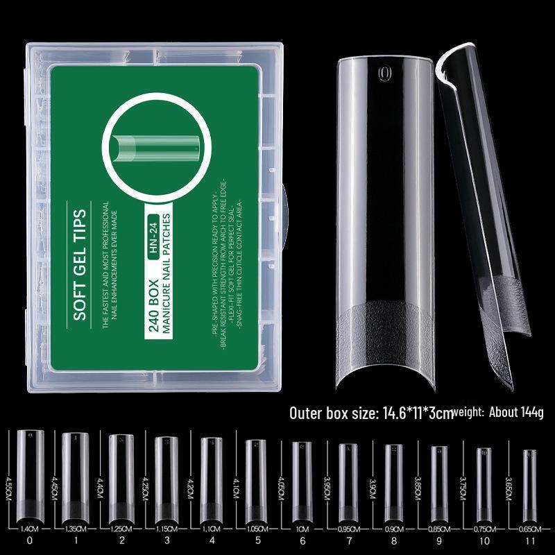 

XXL Translucent Frosted Square Nail Art Extensions - Seamless Water Drop Trapezoid False Nails, 240 Pieces