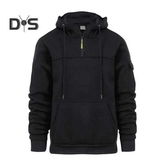 

Мужская толстовка с капюшоном на осень-зиму, однотонная, с длинными рукавами, большим карманом, с капюшоном в стиле ретро, тонкая свободная повседневная одежда, повседневный спортивный топ L чёрный