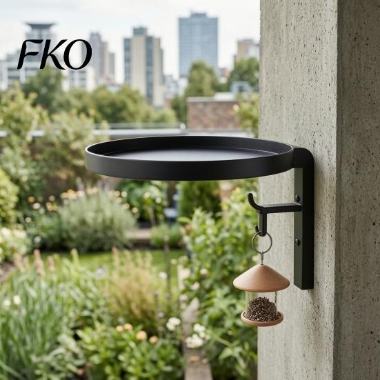 Bird Waterer for Yard Wall Mounted Bath, Outdoor Bath Tray with Feeder Hook, Metal Durable Garden Fence Not Included Hanging