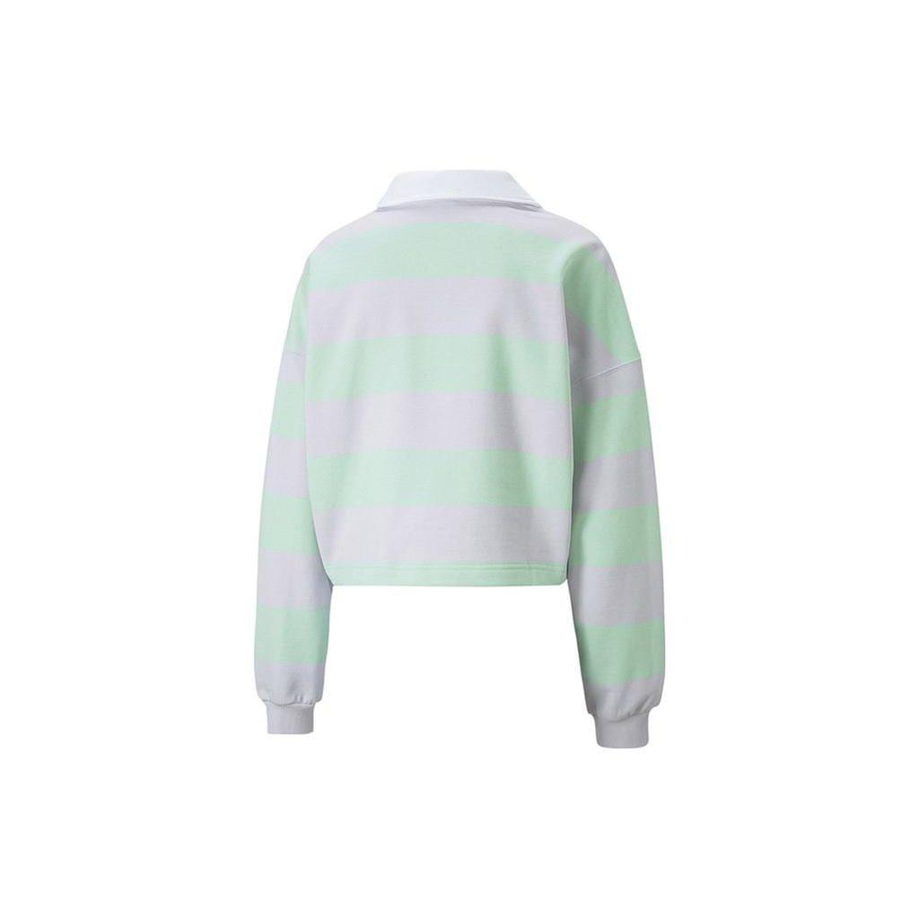 Puma Color Block Striped Long Sleeve Polo Shirt Women tops Light-Purple 537612-98