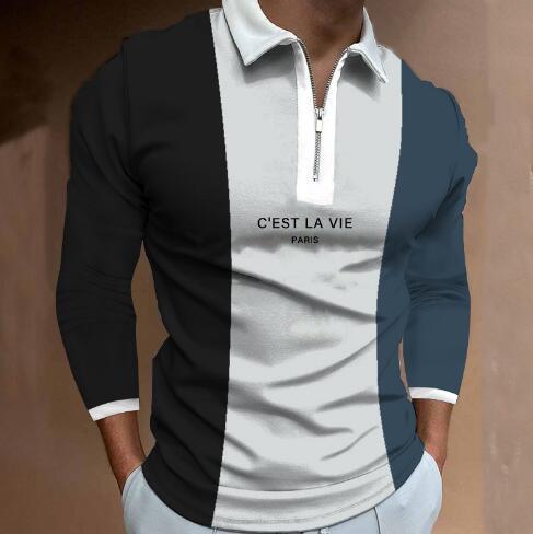 Stylish Long Sleeve Polo Shirt with Leopard Print Graphic, Trendy Casual Wear
