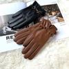 PU Full Finger Mittens Chain  Gloves Elegant Women Leather Gloves  Ladies