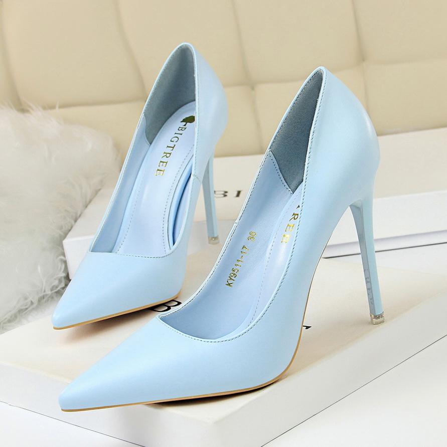 Fashion 2025 Women 10.5cm High Heels Pumps Lady Wedding Bridal Scarpins Stripper Low Heels Plus Size Fetish Party Blue Pink Shoes