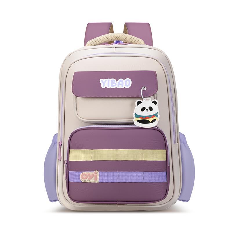 

Oxford Solid Zipper Panda Girl s Backpack Large Capacity Inner Compartment Children s Backpack Semester Students’ School Bag фіолетовий