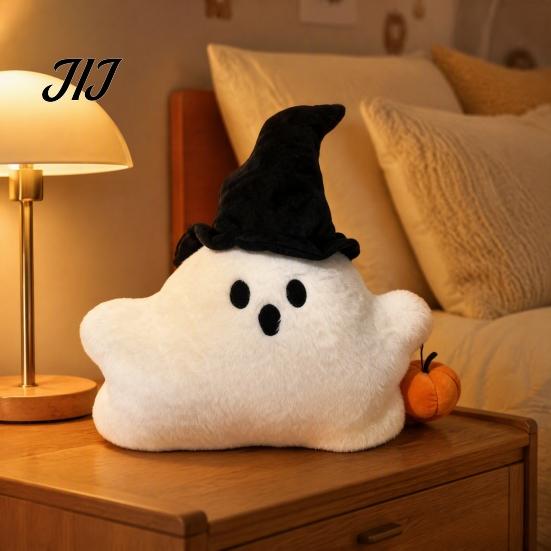 Cute Halloween Home Decor Pumpkin Ghost Plush Pillow, Soft Stuffed Animal Sofa Cushion Autumn Festive Bedside for Living Room, Spooky Huggable