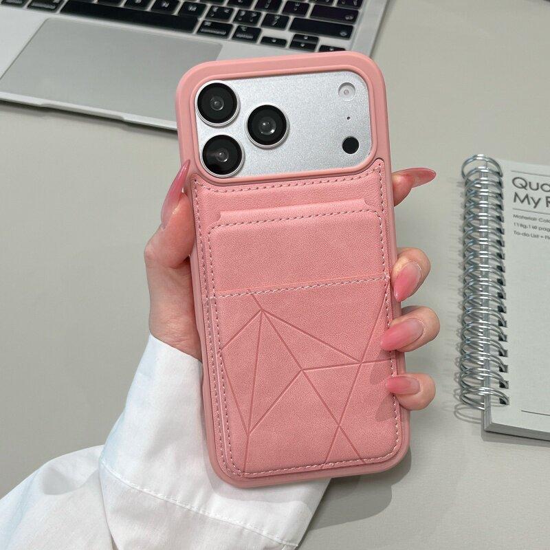 Applicable to iPhone17ProMAX business mobile phone case, leather card bag bracket, Apple 16 all-inclusive anti-drop protective case.