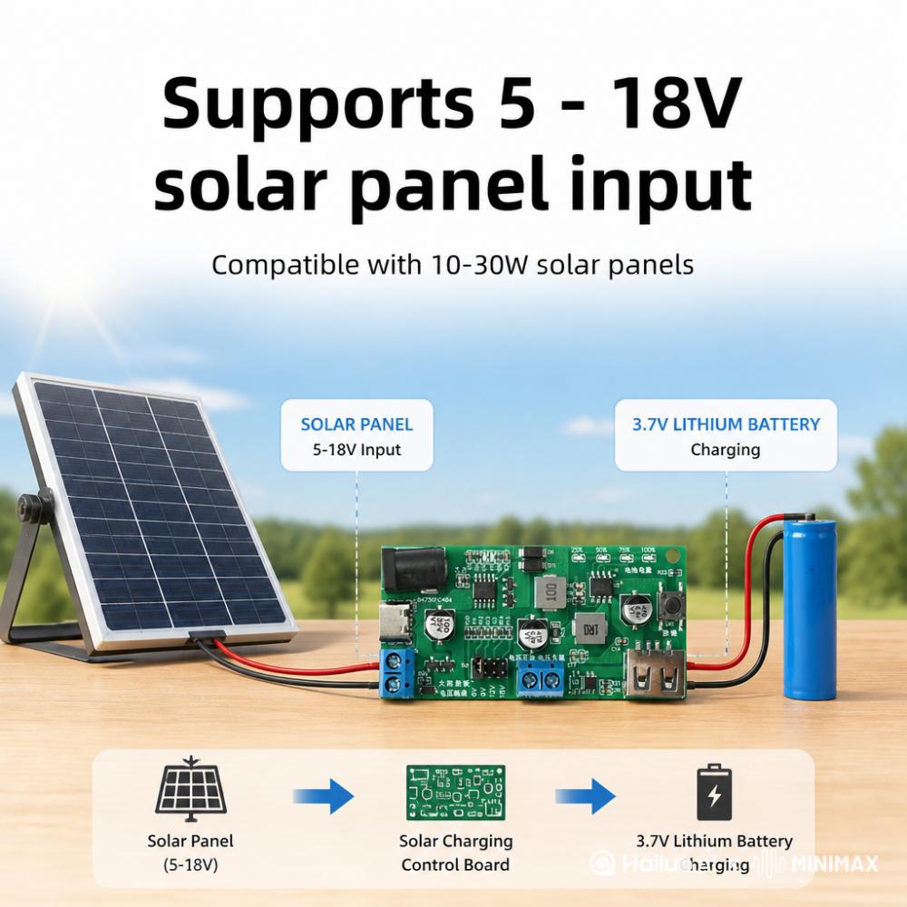 MPPT 11-11W Solar Panel Charging Controller Board 11V 18V With 1V/1.1A USB 1.7V 18611 Lithium Battery With LED Indicator Light