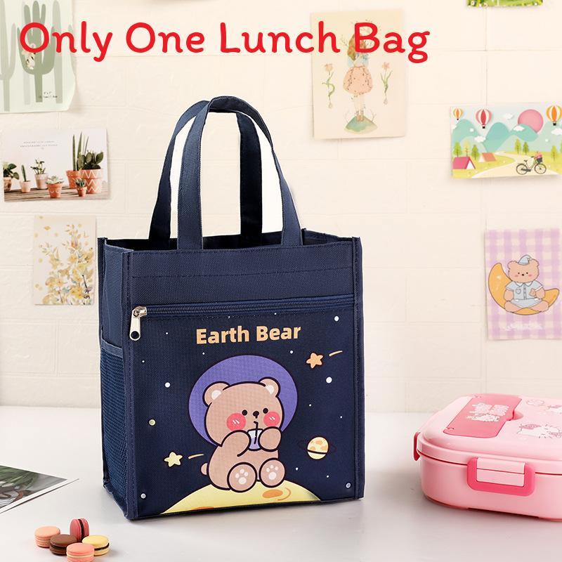 Kids Portable Canvas Lunch Box With Material For School And Outdoor Use
