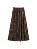 Pleated Velvet A-Line Skirt: Women's Versatile Mid-Length High-Waisted Slimming Style for Autumn and Winter