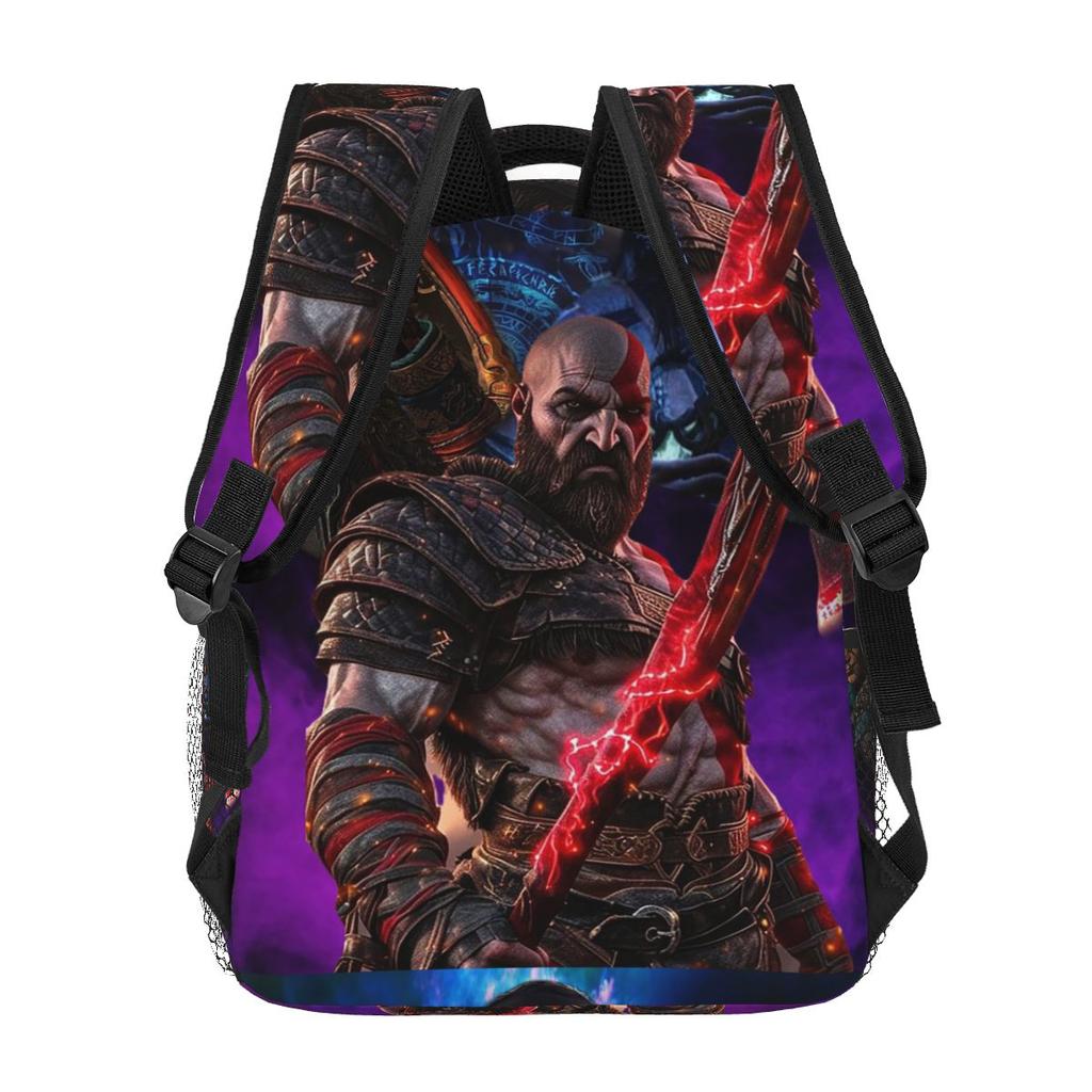 Game God Of War Kratos Spartan Ghost Student Backpack School Bag Hiking Travel Daypack for Men Women  Bookbag Shoulder Bags