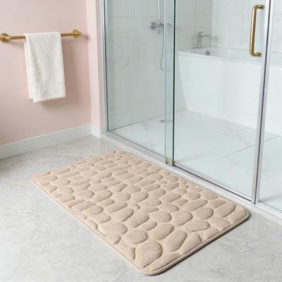 Alfombrilla de baño de espuma viscoelástica con respaldo de PVC antideslizante, alfombra de baño súper suave y absorbente de espuma viscoelástica con diseño de guijarros en relieve 3D, alfombrilla de suelo