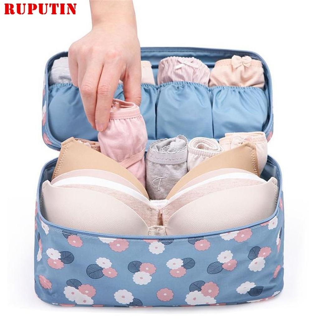 Portable Pattern Travel Underwear Bra Storage Box Storage Bag