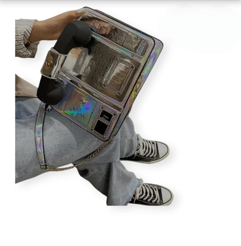 Ladies Purse & Handbag Designer Casual Purse Sling Bag Funky PU Leather Crossbody Telephone Shaped Sexy Shoulder Bag Gift for Her Friend