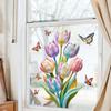 Colorful Tulips Butterflies Wall Sticker Set Modern Minimalist Home Decor for Living Room Study Waterproof Self-Adhesive Removable