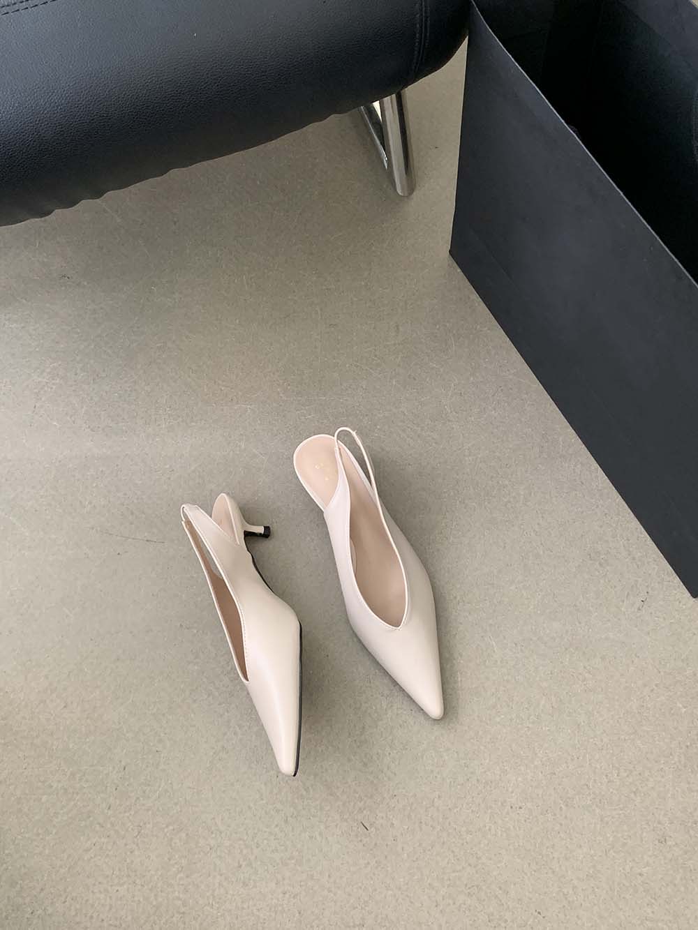 

Модные женские босоножки с острым носком 2024 года, новые поступления, модные туфли-лодочки на тонком низком каблуке с ремешком сзади, черные, бежевые, коричневые, летние туфли для вечеринок 6.5 бежевый