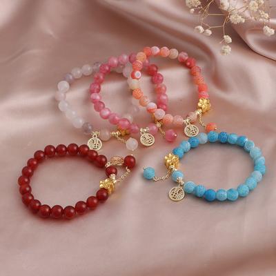 8Mm Red Jade Jasper Strawberry Crystal Blessing Bracelet Xiaohongshu Popular Natural Stone Peach Blossom Jewelry