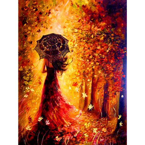 Full Round 5D Diy Diamond Painting Woman Umbrella Diamond Embroidery Portrait Picture Crystal Cross Stitch Mosaic Home Decor