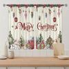 Christmas Snowman Red Cow Checkered Pattern With Rod Pocket Mount Digital Printed Drapes For Bedroom Living Room Kitchen Area