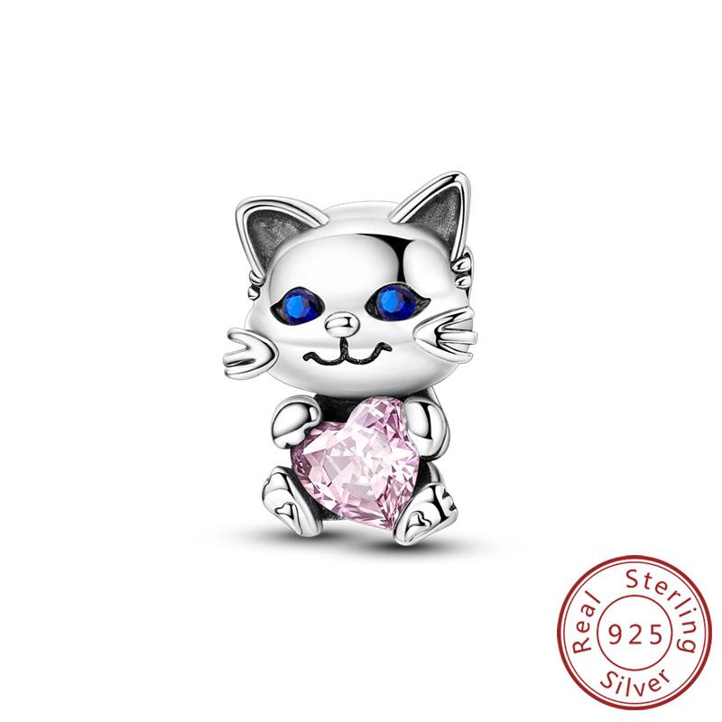 New Original Copper Charms Bead Luminous Rose Cat Planet Star Moon Pendant Fit Women Bracelet Necklace Jewelry Gift