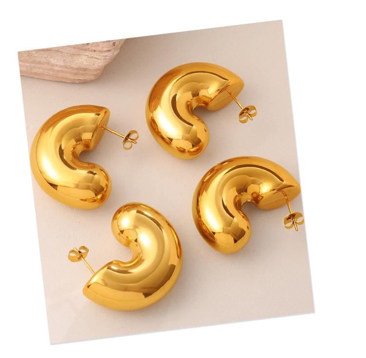 Stylish Geometric Half-Ring Metal Earrings