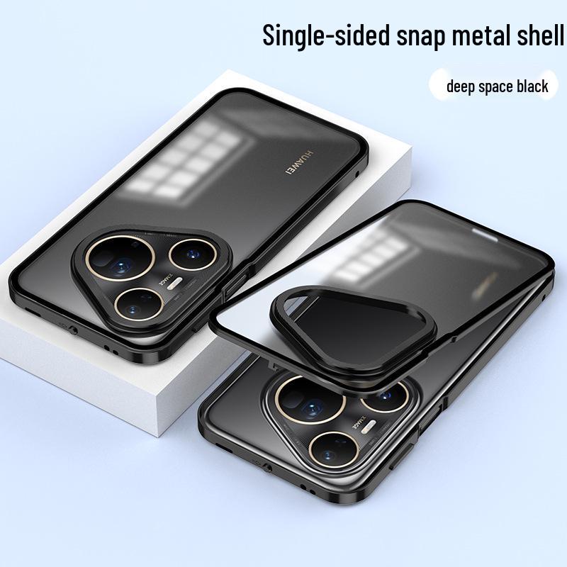 

Compatible Pura80 Snap Button Metal Frame Phone Case with Frosted Back Cover Huawei Pura 80 Ultra