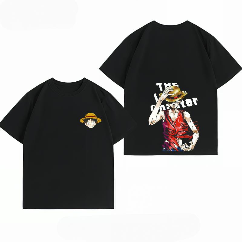Abbigliamento Unisex Nuovo Cotone Traspirante T-shirt Estiva Pezzo Unico Stampa Fronte/Retro Luffy Streetwear Casual T-shirt Unisex