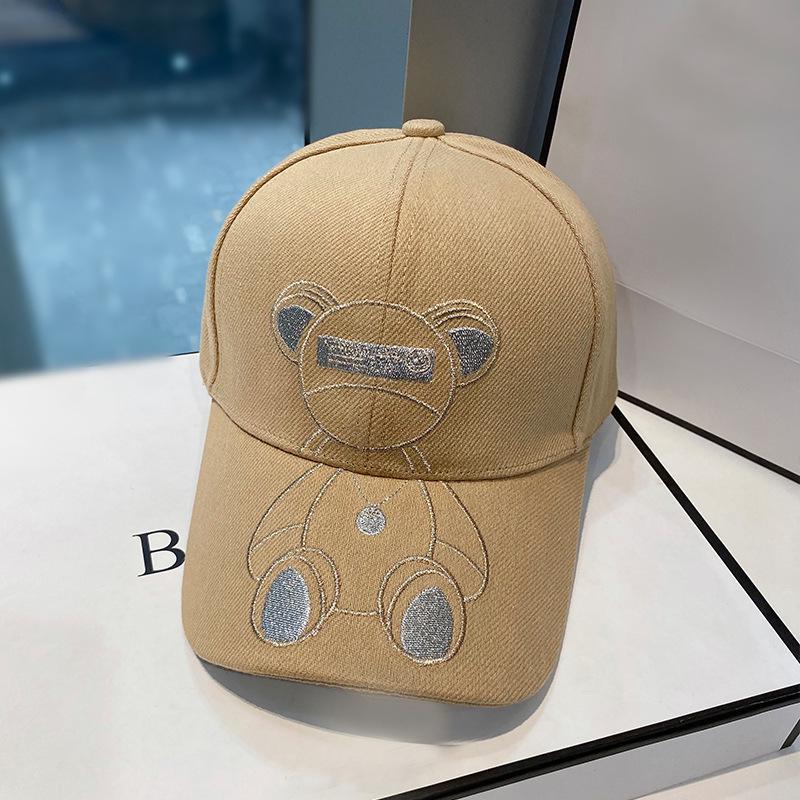 Korean Style Cute Teddy Bear Embroidery Women's Baseball Cap - Versatile Duckbill Sun Hat for Summer and Spring