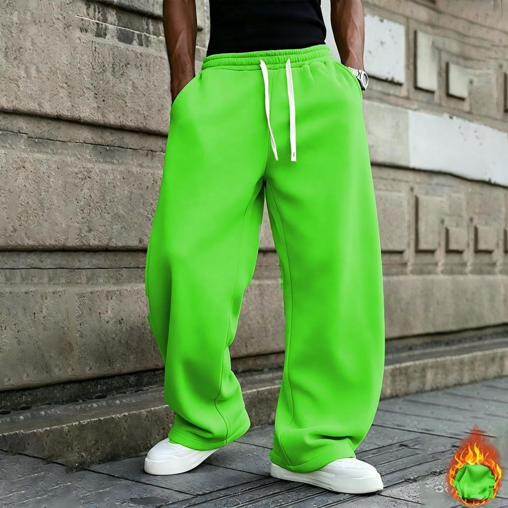 Men's Oversized Straight Leg Lined Sweatpants with Drapey Fit for Athletic Casual Wear
