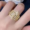 CAOSHI Shining Gold Color/Silver Color Party Ring Elegant Accessories Daily Wearable Classic Cubic Zirconia Jewelry for Women