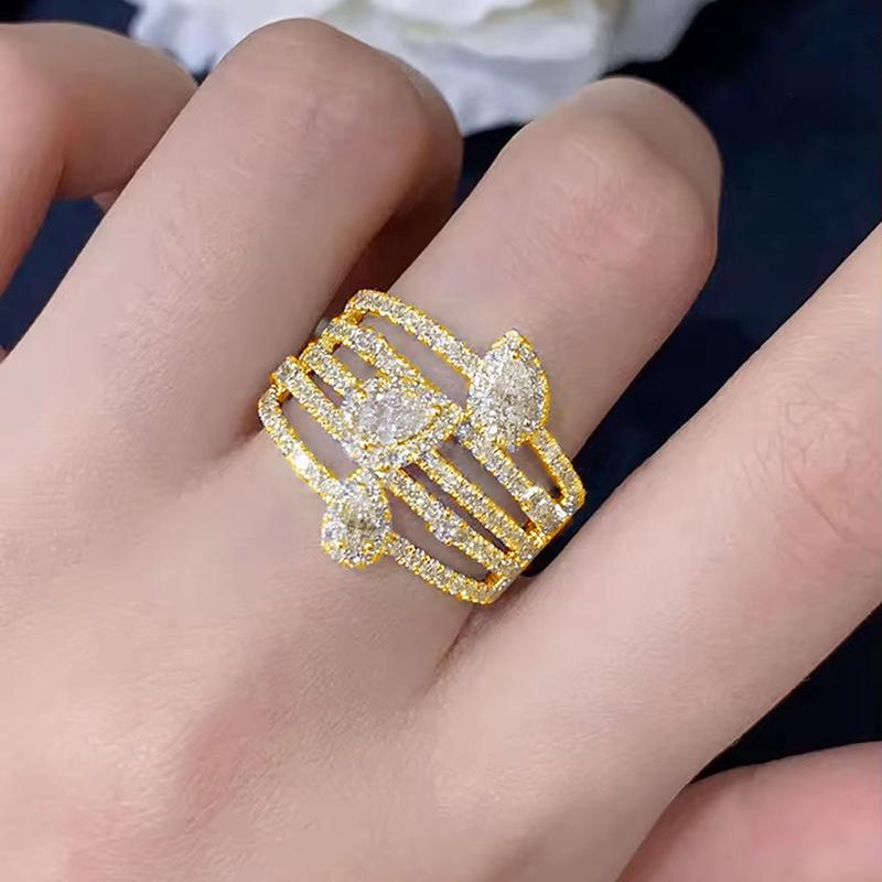 CAOSHI Shining Gold Color/Silver Color Party Ring Elegant Accessories Daily Wearable Classic Cubic Zirconia Jewelry for Women