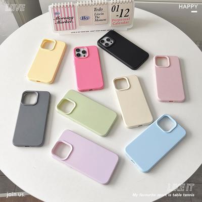 Applicable To Apple 17 Simple Solid Color Skin Feeling Mobile Phone Case Iphone15pro Silicone Anti Fall 13 Full Inclusive Protective Case
