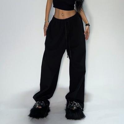 Pantalon de Sport Femme Coupe Ample Couleur Unie Polyvalent Pantalon de Loisirs Taille Élastique