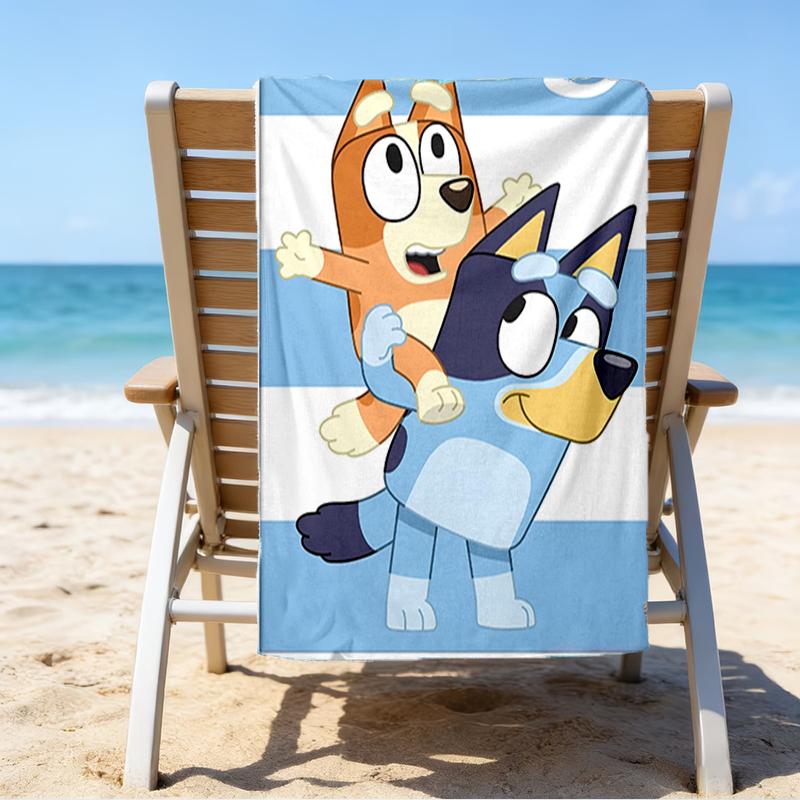 Ultra-Soft Beach Towel with Bluey Theme,Ideal for Pool - Camping, Diving - Perfect Travel Essential, Vibrant Beach Towel.