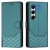 For TECNO Camon 40 Pro 4G Case Imprinted Honeycomb RFID Blocking Leather Phone Cover with Strap