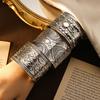 Bohemian Ethnic Style Tibetan Bracelet, High-end Ancient Silver Open Bracelet, Personalized Trendy Cool Arm Ring Jewelry.