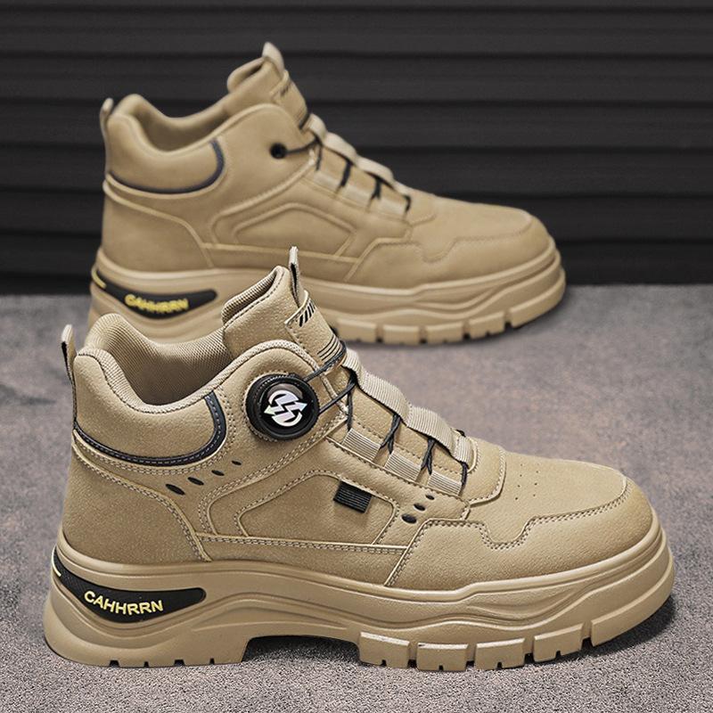 

Мужская обувь осень мужская модная тенденция рабочие короткие ботинки спиральная кнопка спортивные высокие ботинки Мартина 44 хаки