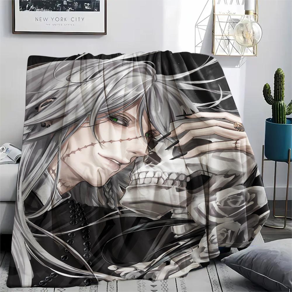 1Pc Black Butler Print Flannel Blanket, High quality Comfortable for All Seasons, Home Decor, Warmth and Comfort, Perfect for Christmas Gifts