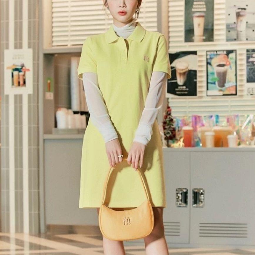 New MLB Short Sleeved Dress Women's Yellow 3FOP00623-50YES