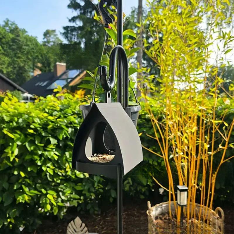 Hängender Vogelhäuschen-Futterspender aus Kunststoff mit Futterschale für den Außenbereich Garten Hof Baum Vogelbeobachtung Dekoration
